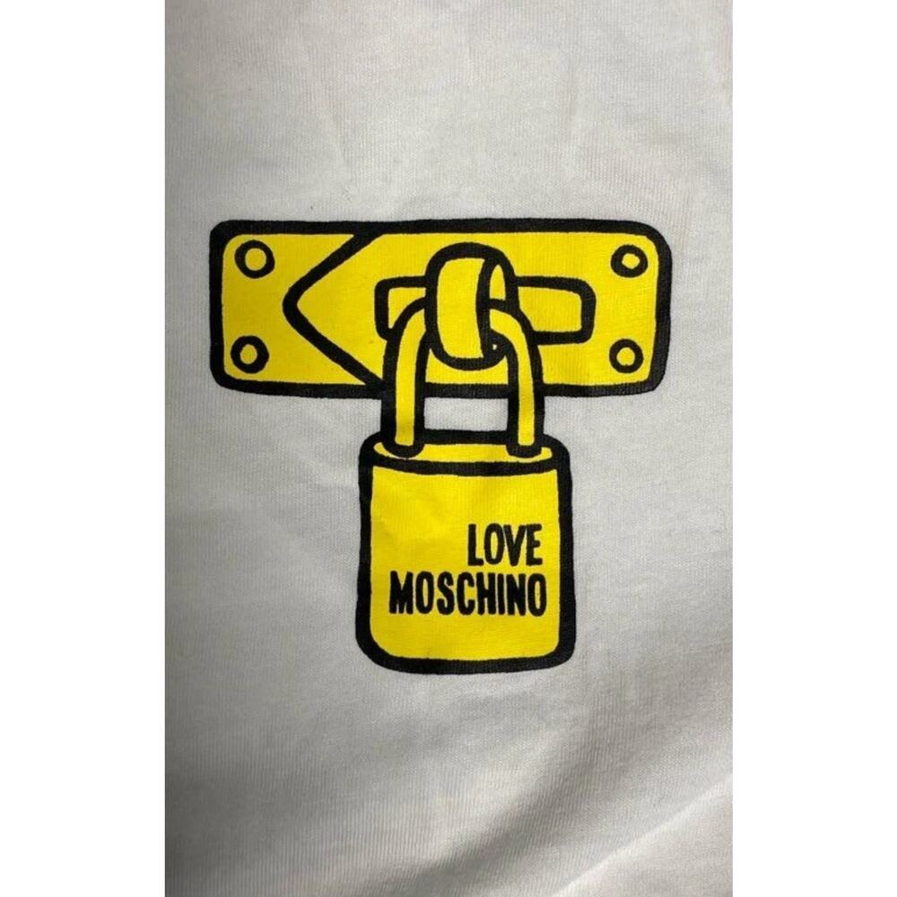Love Moschino White Graphic Short Sleeve TShirt Tee Unisex Casual Sz. L